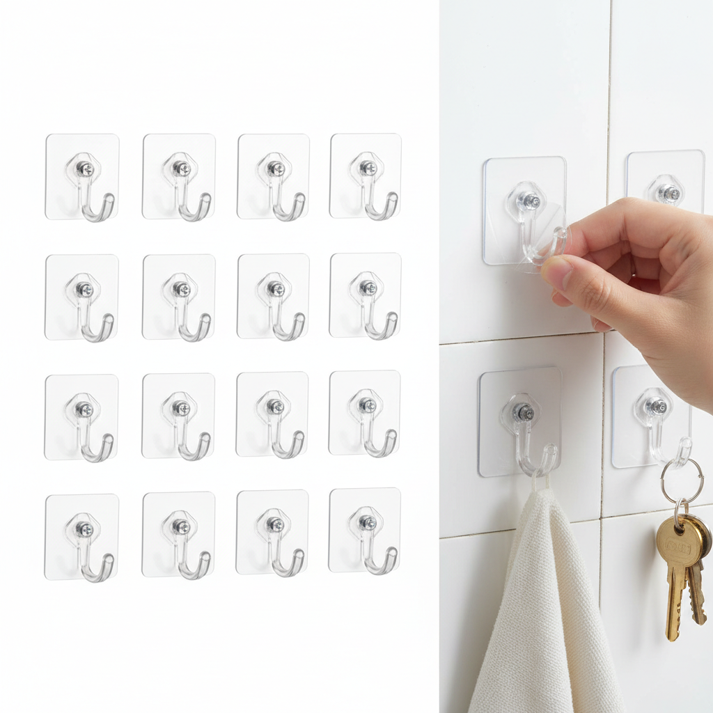 Adhesive Wall Hooks Pack of 30