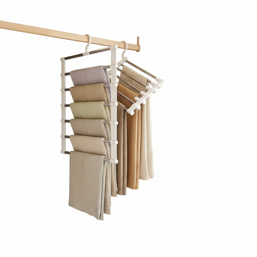 Clothing rack with folded clothes