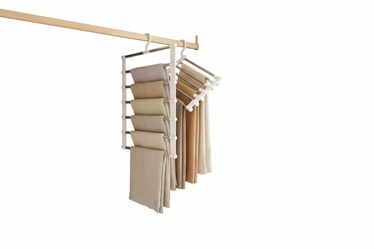 Clothing rack with folded clothes