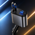 Premium 4-in-1 Car Phone Charger with Dual Retractable Cables